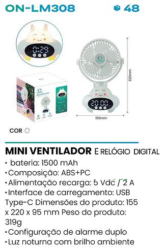 MINI VENTILADOR RELOGIO DIGITAL ONISTEK