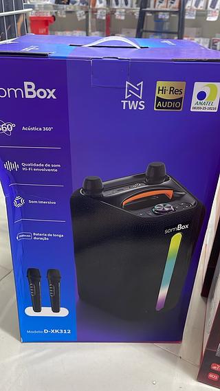 CAIXA DE SOM RGB COM 2 MICROFONES TWS SOMBOX