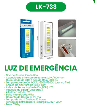 LUMINARIA DE EMERGENCIA 30 LEDS LUATEK