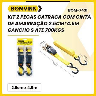 KIT 2 PEÇAS CATRACA COM CINTA DE AMARRAÇÃO 2.5CM*4.5M 700KG BOMVINK