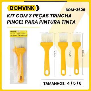 KIT COM 3 PEÇAS TRINCHA PINCEL PARA PINTURA TINTA BOMVINK