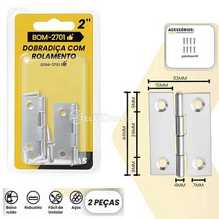 DOBRADIÇA COM ROLAMENTO 2 PEÇAS 2" BOMVINK