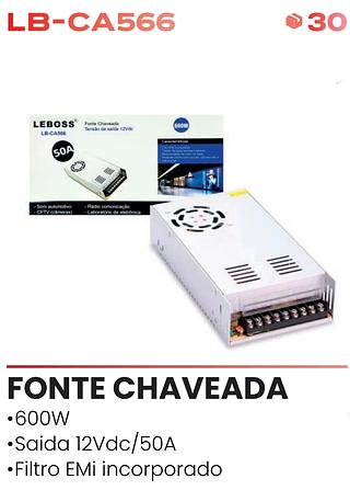 FONTE CHAVEADA TENSAO DE SAIDA 12VDC 12V 50A 600W LEBOSS
