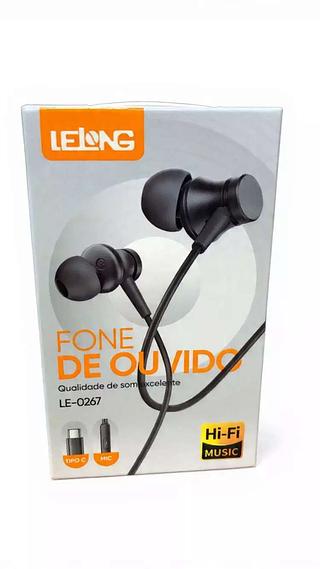 FONE DE OUVIDO TIPO C MIC HI-FI MUSIC LELONG