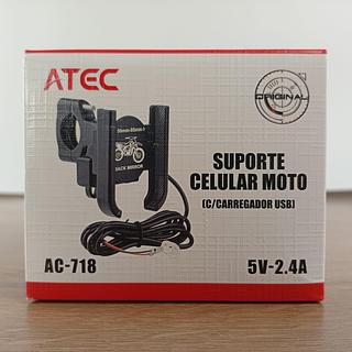 SUPORTE PARA CELULAR C/CARREGADOR USB 5V-2.4A ATEC