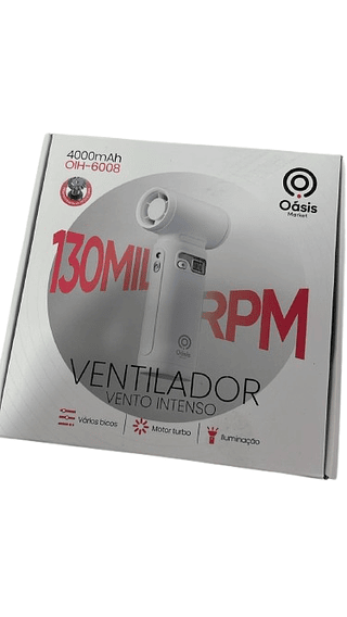 VENTILADOR RECARREGAVEL VENTO INTENSO 4000MAH OASIS