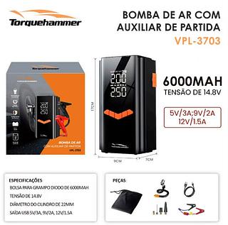 BOMBA DE AR COM AUXILIAR DE PARTIDA TORQUEHAMMER