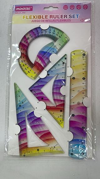 KIT DE RÉGUAS FLEXÍVEIS COLORIDA 4PCS MINITIKI