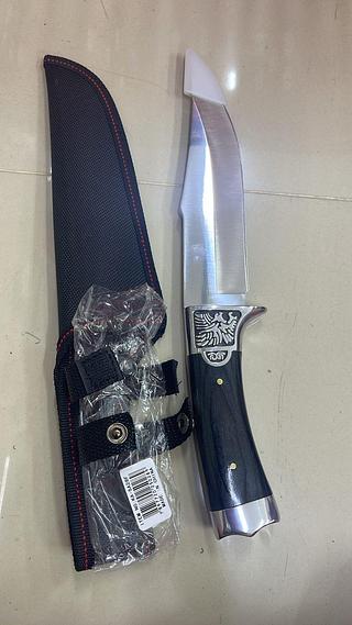 FACA TÁTICA UTILITÁRIA CABO DE MADEIRA MONOBLOCO MADEIRA/PRATA LUATEK