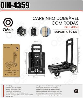 CARRINHO DOBRAVEL COM RODAS OÁSIS MARKET