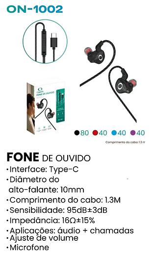 FONE DE OUVIDO ESTEREO ONISTEK