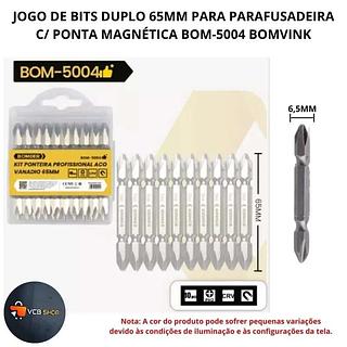 JOGO DE BITS DUPLOS 65MM PARA PARAFUSADEIRA COM PONTA MAGNETICA BOMVI