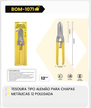 TESOURA TIPO ALEMÃO PARA CHAPAS METÁLICAS 12 POLEGADA BOMVINK