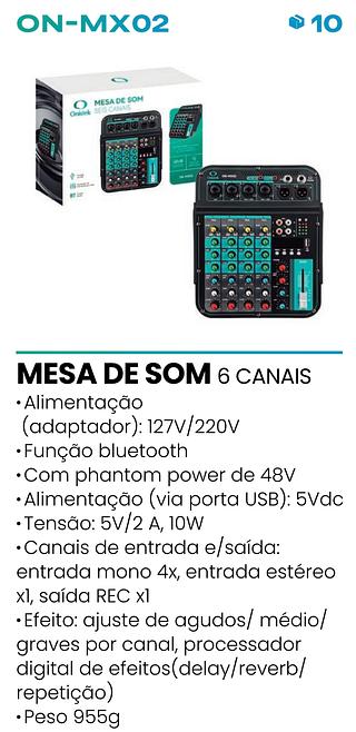 MESA DE SOM 6CANAIS ONISTEK