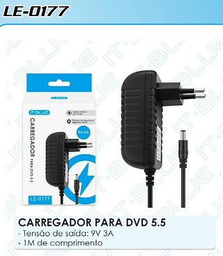CARREGADOR PARA DVD 5.5 DC 9V IT-BLUE