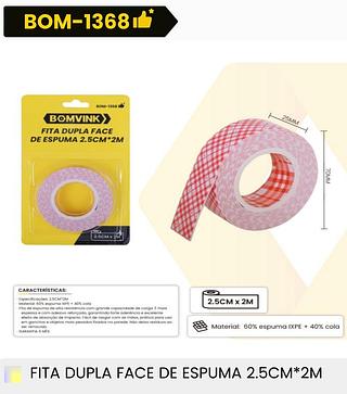 FITA DUPLA FACE DE ESPUMA 2.5CM*2M BOMVINK
