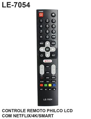 CONTROLE REMOTO PHILEO LCD COM NETFLIX/4K/SMART LEON