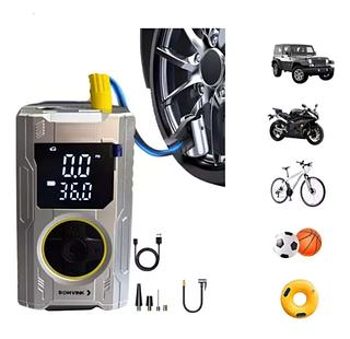 BOMBA DE AR COMPRESSOR DIGITAL PORTATIL COM LED E POWER BANK BOMVINK