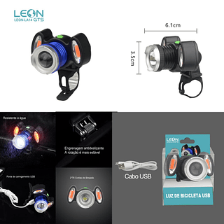 SINALIZADOR LUZ DE BICICLETA USB LEON GTS