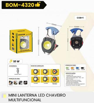 MINI LED CHAVEIRO MULTIFUNCIONAL BOMVINK