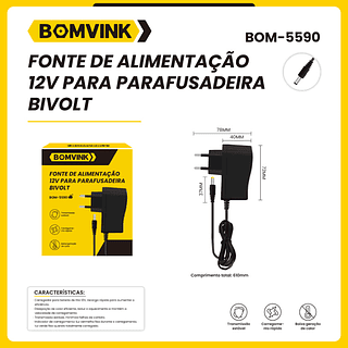 PONTE DE ALIMENTACAO 12V PARA PARAFUSADEIRA BIVOLT BOMVINK