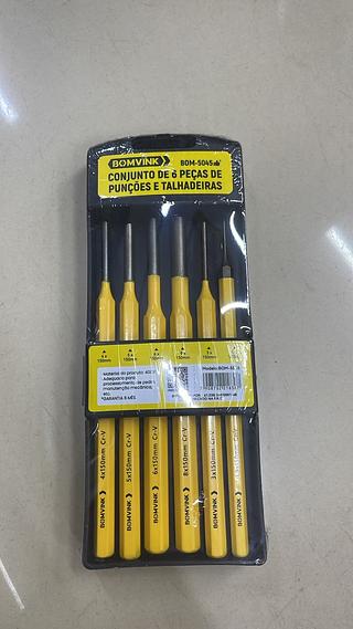 CONJUNTO DE 6 PEÇAS DE PUNÇÕES E TALHADEIRAS BOMVINK