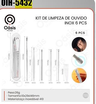 KIT DE LIMPEZA DE OUVIDO INOX 6 PCS OASIS MARKET