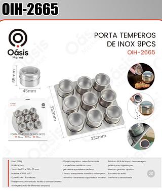 PORTA TEMPEROS DE INOX 9PCS OÁSIS MARKET