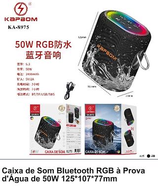 CAIXA DE SOM BLUETOOTH RGB A PROVA D`AGUA DE 50W 125*107*77MM KAPBOM