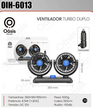 VENTILADOR TURBO DUPLO 12V 6.5W OASIS MARKET