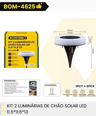 KIT 2 LUMINARIAS DE CHAO SOLAR LED 11.5*11.5*13 BOMVINK