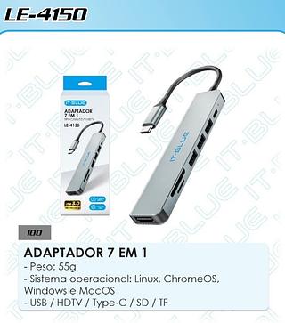 ADAPTADOR 7 EM 1 TIPO C/USB IT-BLUE