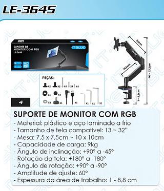 SUPORTE DE MONITOR COM RGB 9KG 32''MAX IT-BLUE