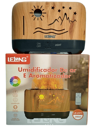 UMIDIFICADOR DE AR E AROMATIZADOR 250ML LED RGB LELONG