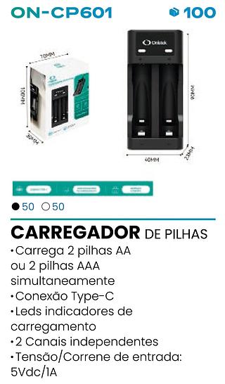 CARREGADOR DE PILHAS AA/AAA/9V ONISTEK