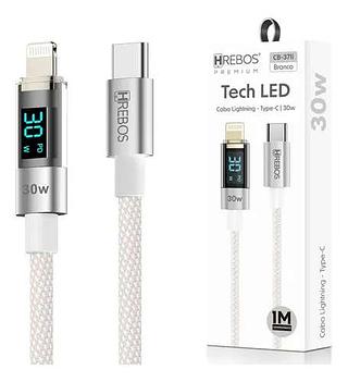 TECH LED CABO LIGHTNING - TYPE-C 30W HREBOS PREMIUM