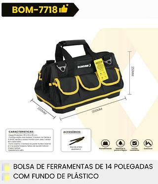 BOLSA DE FERRAMENTAS DE 14 POLEGADASCOM FUNDO DE PLASTICO