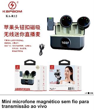 MINI MICROFONE MAGNETICO SEM FIO PARA TRANSMISSAO AO VIVO KAPBOM