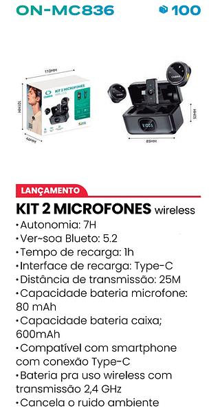 KIT 2 MICROFONES WIRELESS BT5.2 ONISTEK