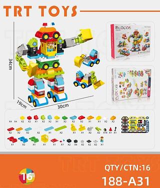 BRINQUEDO BLOCOS DE MONTAR CRIATIVOS +3ANOS CONSTRUTOR 85PÇS TRT TOYS