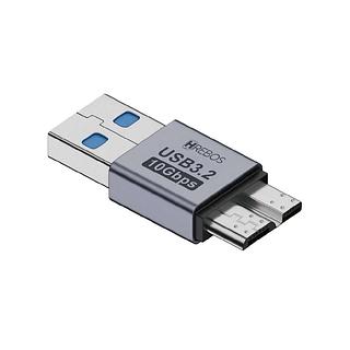 ADAPTADOR USB MACHO PARA MICRO-B MACHO 3.2+10GBPS HREBOS PREMIUM