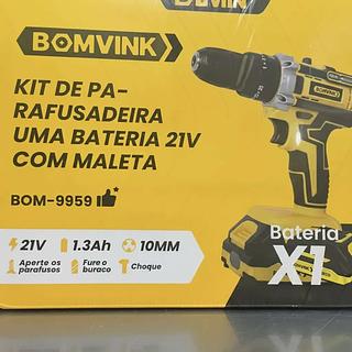 KIT DE PARAFUSADEIRA UMA BATERIA 21V COM MALETA BOMVINK