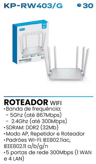 ROTEADOR WIFI DUAL BAND 300MBPS 867MBPS KNUP