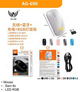MOUSE SEM FIO DE MODO DUPLO LED ALTOMEX