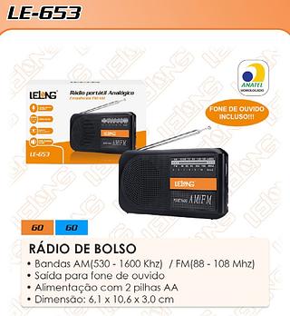 RADIO PORTATIL ANALOGICO FREQUENCIA FM/AM LELONG