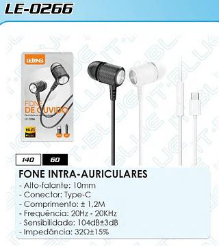 FONE DE OUVIDO TIPO C MIC HI-FI MUSIC LELONG