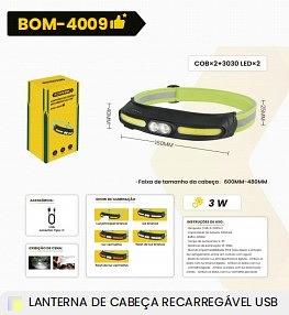 LANTERNA DE CABEÇA RECARREGAVEL USB BOMVINK