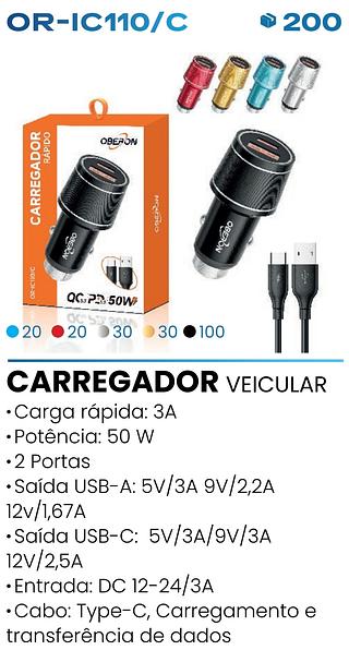 CARREGADOR RAPIDO QC3.0 PD3.0 50W OBERON