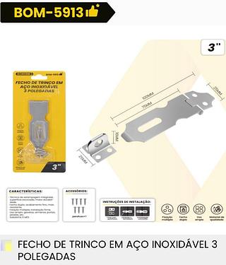 FECHO DE TRINCO EM ACO INOXIDAVEL 3 POLEGADAS BOMVINK