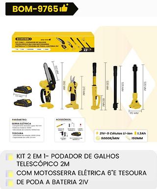 5 EM 1 PODADOR DE GALHOS TELESCÓPIO 2M COM MOTOSSERRA BOMVINK